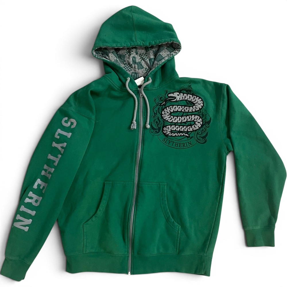 Harry Potter Slytherin Zip Up Hoodie Universal Studios Green Large